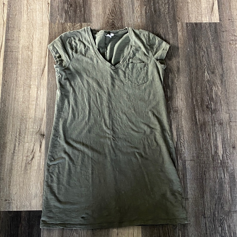 GAP Olive Green V-Neck T-Shirt Dress
